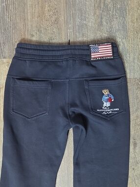 Ralph Lauren The Applique Navy Jogger Sweatpants With TEDDY bear